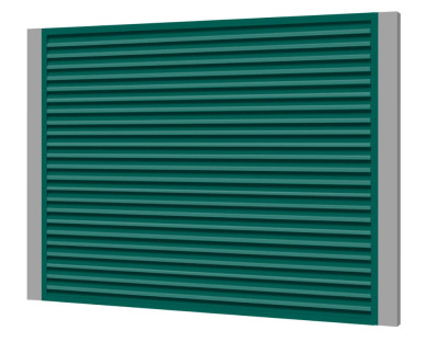 Секция забора жалюзи из ламелей жалюзи ЭКО-Z RAL6026 Опал с металлическими столбами