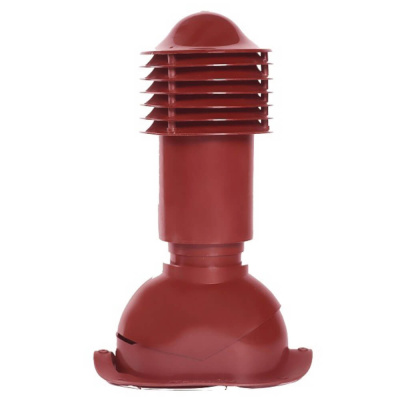 Труба вентиляционная VIOTTO d110мм h550мм для металлочерепицы RAL3005 красное вино вид сбоку